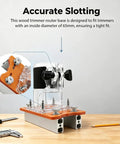 Rock Solid Wood Trim Router Base For 65mm Palm Tools Dead Nuts Precision Anti Wobble Plate, features clear plastic and orange accents.