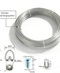 Heavy Duty Picture Hanging Wire Kit With 110 Feet Braided Wire 60 D Ring Hangers Screws And Aluminum Crimp Sleeves