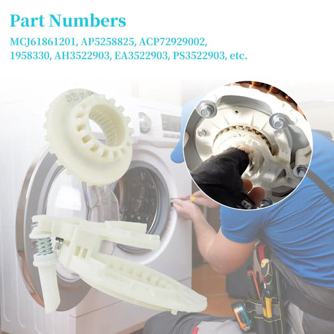 Installation of Washing Shift Actuator Coupling Assembly Replacement for LG and Kenmore Washers, part focus close-up.