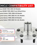 Front Wheel Bearing Hub Assembly Pair Fits Lexus RX300 1999 2003 FWD Also Fits ES300 1992 2003 Avalon 1995 2004 Sienna Soara 1998 2003 Camry 1992 2003 3L 5 Lug