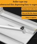 GFJYKDL 1800W Adjustable Heat Shrink Wrap Machine roller-type tray for unobstructed film dispensing and easy organization.
