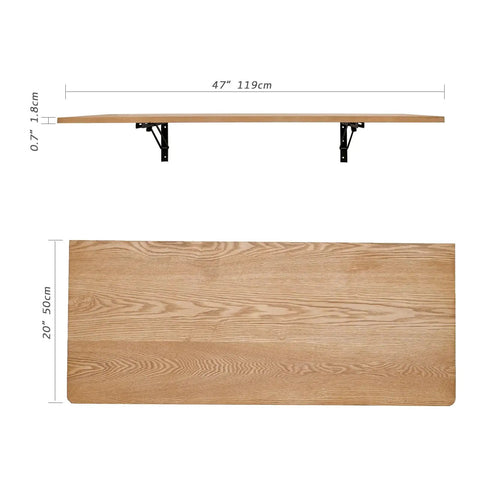 Wall Mounted Laundry Folding Table Fold Down Desk Collapsible Floating Workbench dimensions; 47" x 20" wooden surface