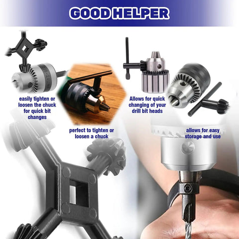 Dude, Check This Out! Premium Universal 8 Piece Drill Chuck Key Wrench Set showing various sizes and types for easy bit changes.