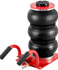 3 Ton Triple Bag Air Jack For Cars, Fast 5 Second Lift, 6600 Lbs Capacity, Lifts From 5.3 Inches To 15.75 Inches, Heavy Duty Pneumatic Car Lift With Short Handle, Red