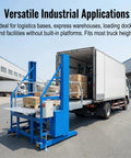 Heavy Duty Mobile Electric Hydraulic Loading Platform With 2 Ton 4400 Lb Capacity Portable Dock Lift at a truck loading dock.