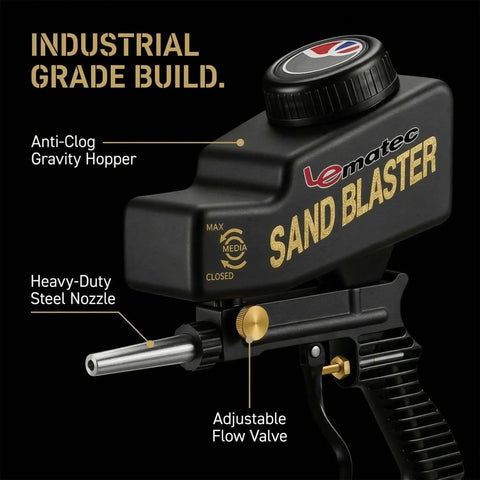 Portable Sand Blaster Gun Kit For Rust Removal Glass Etching And Paint Stripping With Gravity Feed Reservoir Precise Control
