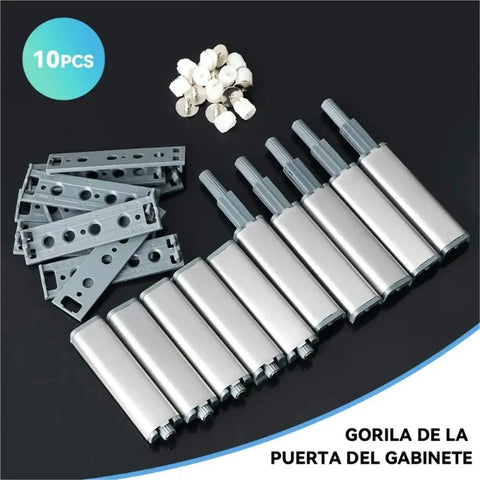 10 Pack Magnetic Push Latches For Cabinets And Wardrobes, touch to open hardware with screws and brackets displayed