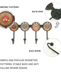 Wall Mounted Coat Rack With Four Hooks Round Brown Mandala Pattern Boho Chic Decorative Wall Hanger For Hats Keys Towels