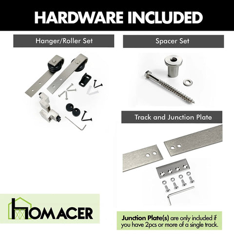 Mini Brushed Nickel Non Bypass Sliding Barn Door Hardware Kit For One Door 30 Inch Flat Track With Classic Roller Design