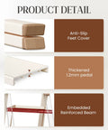 Four Step Aluminum Folding Ladder With Anti Slip Wide Pedals, Lightweight Portable Stepladder For Home And Kitchen, Space Saving Design, Supports Up To 330 Lbs, Compact Folded Size, Durable And Easy To Store In Chocolate White. Anti-slip feet cover and 1.2mm reinforced pedal