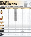 CheeMuii 43-pc brass DOT air line fittings with 50 ft 1/4 and 32.8 ft 3/8 DOT air hoses