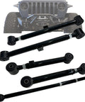5 Piece Adjustable Suspension Kit For 0 To 6 Inch Lift With Beefed Up Rear Upper And Lower Control Arms And Rear Panhard Track Bar For RAM 1500 2009 2024 And Jeep Gladiator 2020 2024 Off Road Ready black steel rear control arms