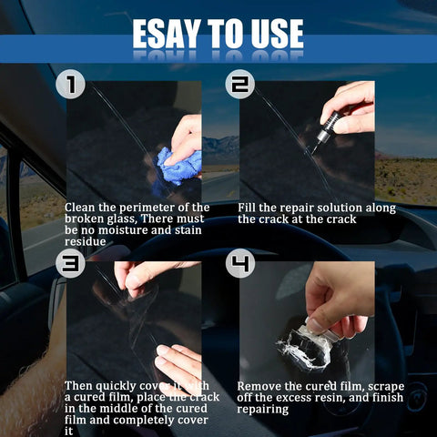 Windshield Repair Kit For Chips And Cracks With Nano Glass Repair Fluid DIY At Home Fix For Laminated Auto Glass instructions