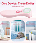 No Touch Infrared Thermometer For Kids And Adults With One Second Reading Pink Non Contact Medical Thermometer Hospital Grade Accuracy Quick Temp Check For The Whole Family showing bottle, baby, and bath use
