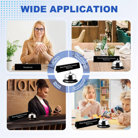 Desk Bell For Service And Reception With Ring Sign, Clear Call Bell For Front Desk, Office, Hotel, Hospital, School, Dinner Bell, Easy To Use, Loud Ring, Double-Sided Sign For Assistance in office and restaurant settings