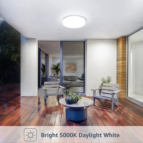 Bright patio with Eight Point Seven Inch LED Ceiling Light Flush Mount Waterproof IP54 1500 LM 15W 5000K Daylight White
