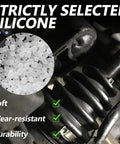 Heavy Duty Silicone CV Axle Boot Repair Kit Fits 19 24 Mm Shafts With Four Stainless Steel Clamps Six Nylon Ties Street Ready Daily Driver Auto Boost Universal close-up of silicone material with durability features.