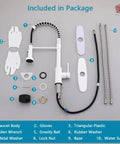 GICASA Kitchen Faucet - Pull Down Sprayer,High arc Commercial Stainless Steel Kitchen Sink Faucet White package contents layout with accessories