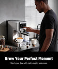 Kickstart Your Day Grind With This 20 Bar Espresso Machine Featuring Auto Milk Frother Smart Touchscreen And Sleek Steel Build For Bold Shot Creation No Fuss Cafe Sips Anytime Durable Kitchen Win in use.
