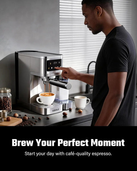 Kickstart Your Day Grind With This 20 Bar Espresso Machine Featuring Auto Milk Frother Smart Touchscreen And Sleek Steel Build For Bold Shot Creation No Fuss Cafe Sips Anytime Durable Kitchen Win in use.