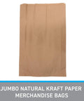 Jumbo Natural Kraft Paper Merchandise Bags 17W X 3D X 24H Bulk Case Of 500 Durable Flat Brown Shop Ready Gift Bags