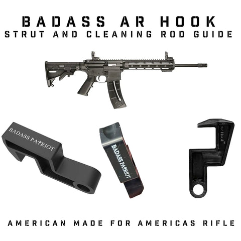 Badass AR Hook Strut And Cleaning Rod Guide Twin Pack for rifle maintenance, non marring polymer, USA made, veteran designed