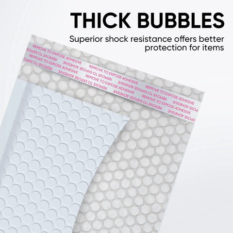 Close-up of Bubble Mailers 8.5 x 12 Inch 100 Pack Usable 8.25 x 12 Inch Opaque Self Seal Poly Mailers waterproof feature