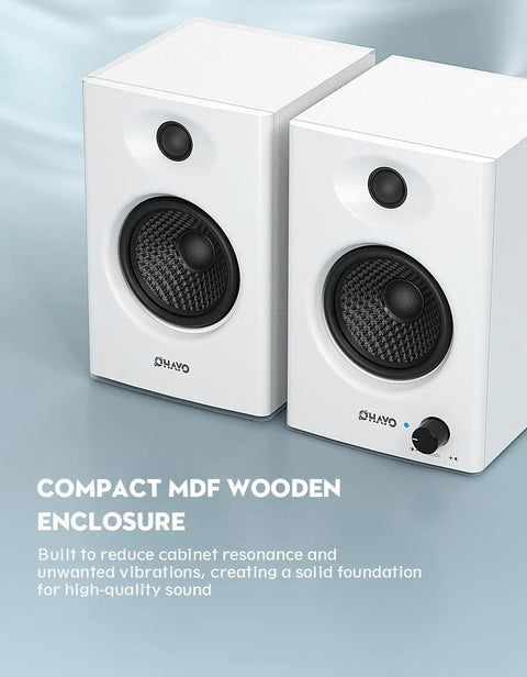 60W Desktop Computer Speakers For Gaming And Music With Bluetooth 5.3 And USB Powered Crisp Bass MDF White Enclosure