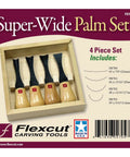 4 Piece Super Wide Format Palm Set With Ergonomic Ash Handles And Pro Grade Razor Sharp 1095 High Carbon Blades Ready To Use Right Out Of The Box Comes In A Sturdy Wooden Toolbox Made In USA