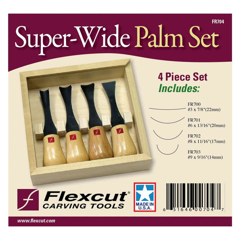 4 Piece Super Wide Format Palm Set With Ergonomic Ash Handles And Pro Grade Razor Sharp 1095 High Carbon Blades Ready To Use Right Out Of The Box Comes In A Sturdy Wooden Toolbox Made In USA