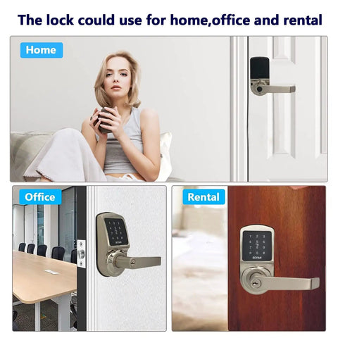 Keyless Entry Door Lock With Touchscreen Keypad And Auto Lock For Home And Airbnb Rentals; SCYAN X2 Handle Lock