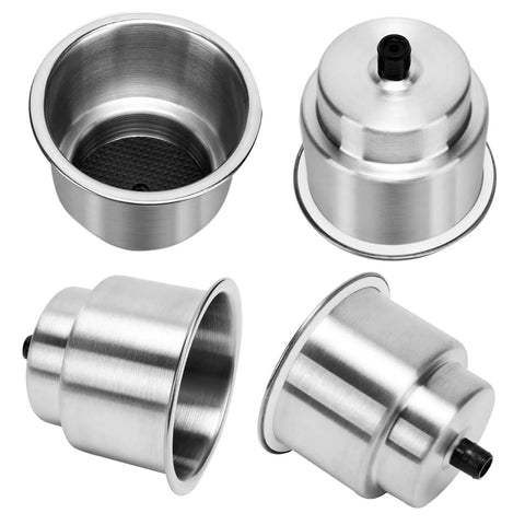Stainless Steel Cup Drink Holder Set With Drain For Marine Boat RV Camper 4 Pack Self Draining Recessed Cup Holders Corrosion Resistant