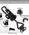 Four Pack Heavy Duty Toggle Latch Clamps 4003 Style Quick Release Hasp Locks 1320 lbs holding capacity, black metal latch details.