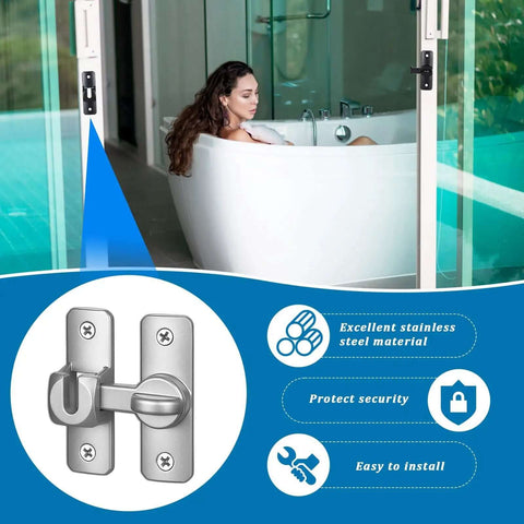 Two Pack Ninety To One Hundred Eighty Degree Barn Door Lock Flip Latch Hardware, stainless steel, no drill, security sliding gate locks