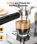 20 Bar Espresso Machine Stainless Steel With LED Display And Steam Milk Frother For Cappuccino Latte And Espresso At Home