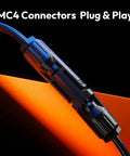 Close-up of MC4 connector on Solar Extension Cable 10 AWG 20ft With MC4 Connector And 8ft With OT Connector All-In-One Kit For Solar System.