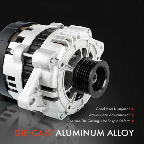 Alternator For Chevy Aveo And Aveo5 Pontiac Wave Suzuki Swift Plus 2004-2008 1.6L L4 85Amp 12V With 6-Groove Pulley And 2-Pin Regulator Replace 96838439 96954113 in die-cast aluminum alloy