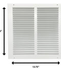 Rugged Steel Air Return Grille For 12 By 12 In Duct Opening With Louvers Screws Included For Quick Install Paintable Matte White Finish