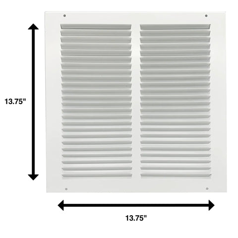 Rugged Steel Air Return Grille For 12 By 12 In Duct Opening With Louvers Screws Included For Quick Install Paintable Matte White Finish