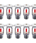 10 Pack Copper Fire Sprinkler Heads 155 Degree Activation Half Inch Thread Vertical Spray Dang Solid Build With Killer Coverage For Residential And Shop Use, close-up view of sprinkler heads.