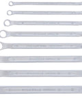 Eight Piece Double Ended Ring Wrench Set 6mm By 7mm To 20mm By 22mm With 10 Degree Shallow Offset Chrome Alloy Steel Chrome Plated