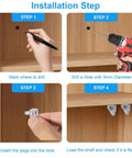 Installation steps for Legit Clear Cabinet Shelf Pegs Precision Cut For 5mm Holes Solid Plastic Shelf Support Pins with tools.