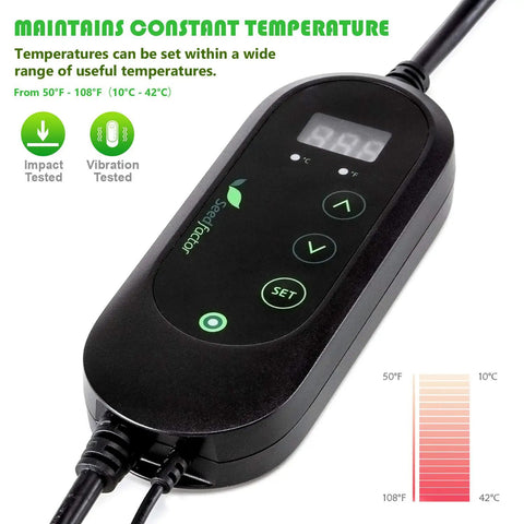 MET Certified Seedling Heat Mat With Digital Thermostat Controller For Seed Germination, Precise Root Zone Warming From 50 To 108 Fahrenheit, 10 By 20 Inches, Easy Plug And Play Indoor Grow Setup