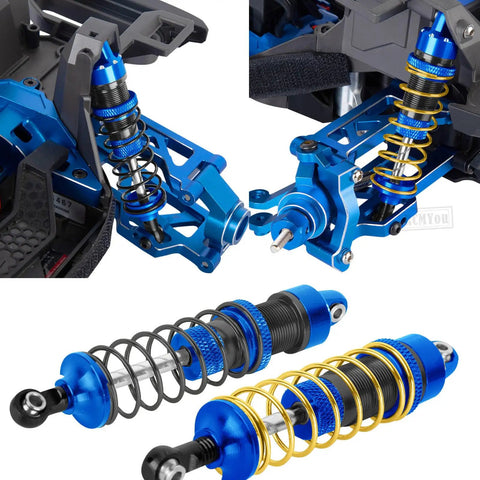 Beefed Up Big Bore Aluminum RC Shocks Upgrade Kit for One Sixteenth Mini Maxx 4WD and Mini XRT VXL Three S Trucks Navy Blue