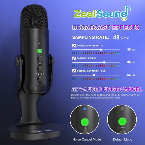 Dual Wireless USB Microphone Kit With 2.4GHz Wireless Tech Noise Reduction displayed with broadcast effects and controls