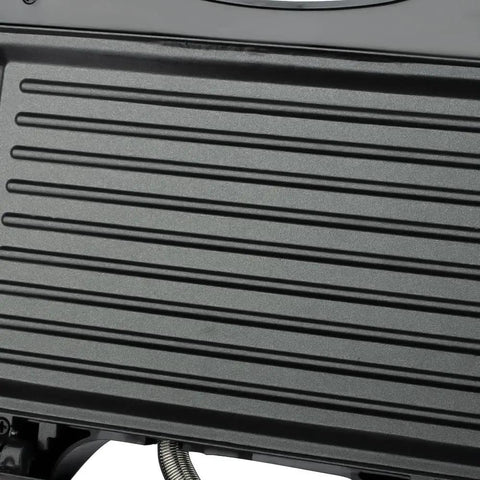 Nonstick grilling plate of an electric panini press designed for perfect grill sandwiches and quick breakfasts.
