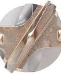 Top view of Beefed-Up SDS Max Rotary Hammer Bit With 4 Cutter, 2 Inch By 22-1/2 Inch Iron Blast Technology, full carbide head