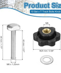Top Shelf M6 X 40mm T Track Bolts And Six Way Knobs, 10 Piece 304 Stainless Steel Hardware Pack For Woodworking Jigs detailed sizes.