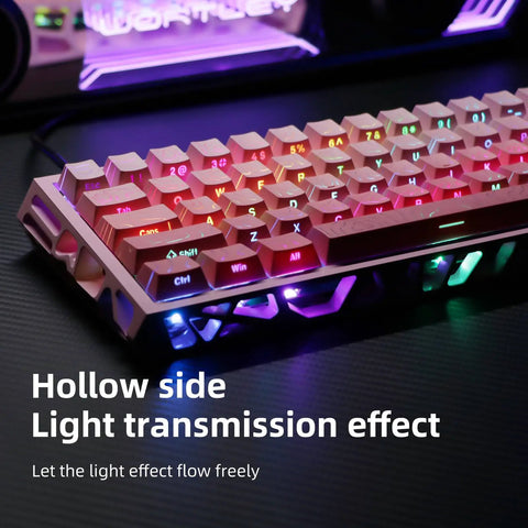 Dope Compact Mechanical Gaming Keyboard With 61 Hot Swappable Keys Offering 17 Flexible RGB Effects To Level Up Your Gameplay And Enjoy Smooth Typing Sessions, with colorful RGB backlight.