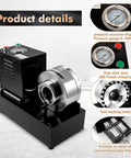 Electric Hydraulic Hose Crimper Tool Featuring Eight Precision Dies For Professional Auto Shop Pipe Fitting Knockout Crimp Power Real Deal Badass Results With Heavy Duty Reliable Build Style Sleek Finish pressure gauge and control panel